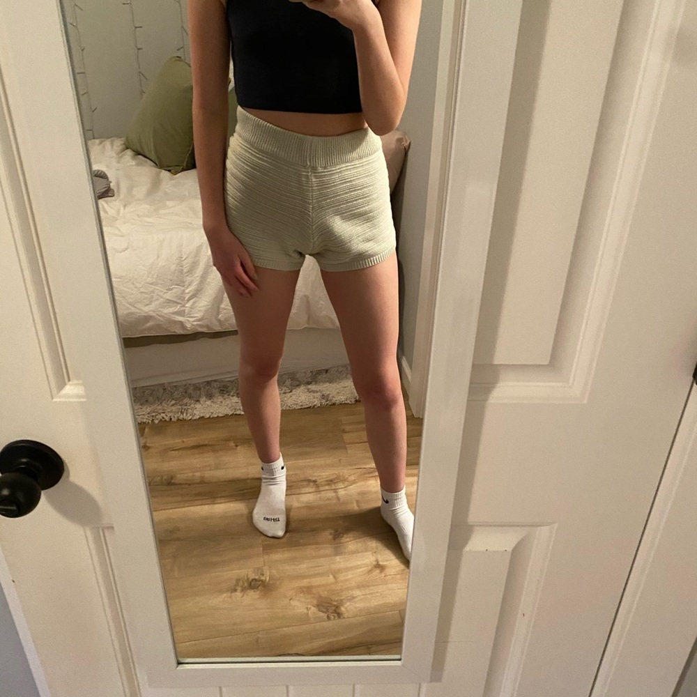 Green knit shorts